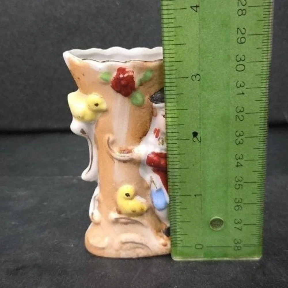 Japanese Antique Man‎ Sculpted Bud Vase, Vintage Flower Holder, Mantel Decor